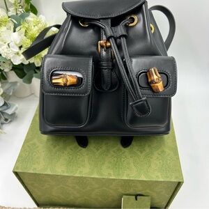Gucci unisex leather bamboo backpack made in Italy NWT